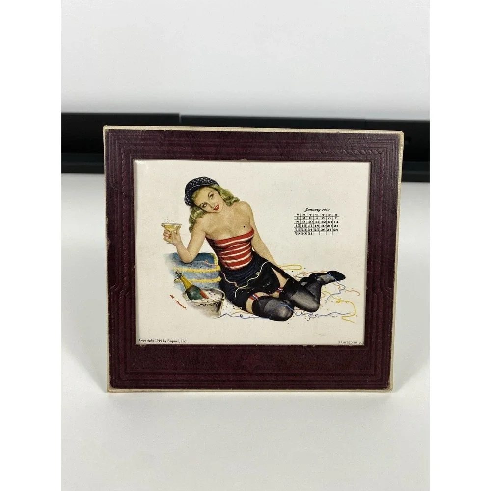 1950 Esquire Magazine Desktop Pinup Calendar Holder ~ 11 Months, Missing July